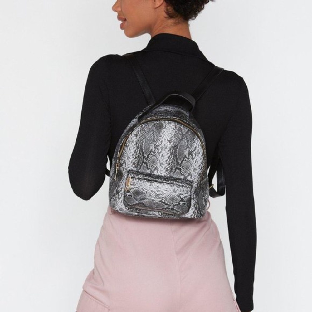 Nasty Gal Small Snakeskin Backpack
